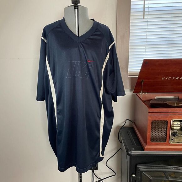 Nike Performance Mens size XXL Navy Blue Short Sleeve V Neck Shirt - Picture 1 of 7